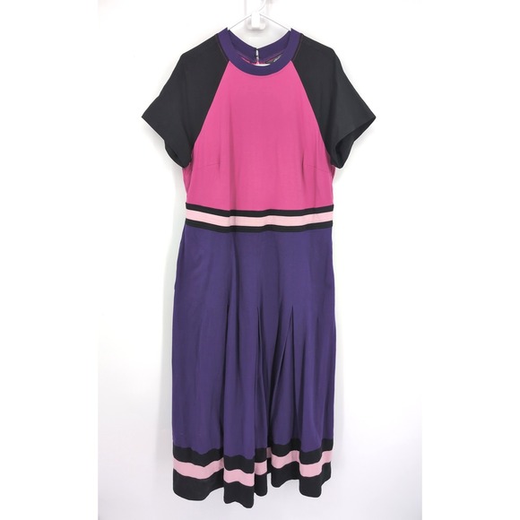eshakti Dresses & Skirts - eShakti Dress Multicolor Colorblock Pleated Midi Womens Size Custom
